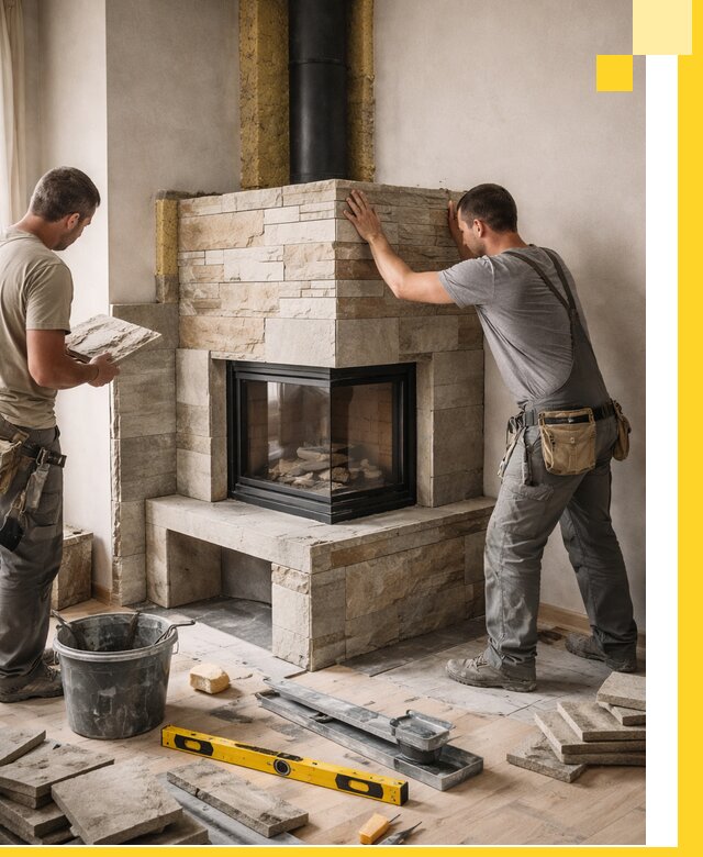 Угловые камины под ключ проект, монтаж и отделка в Похвистневе