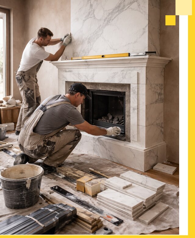 Отделка каминов в Похвистневе качественные облицовочные работы