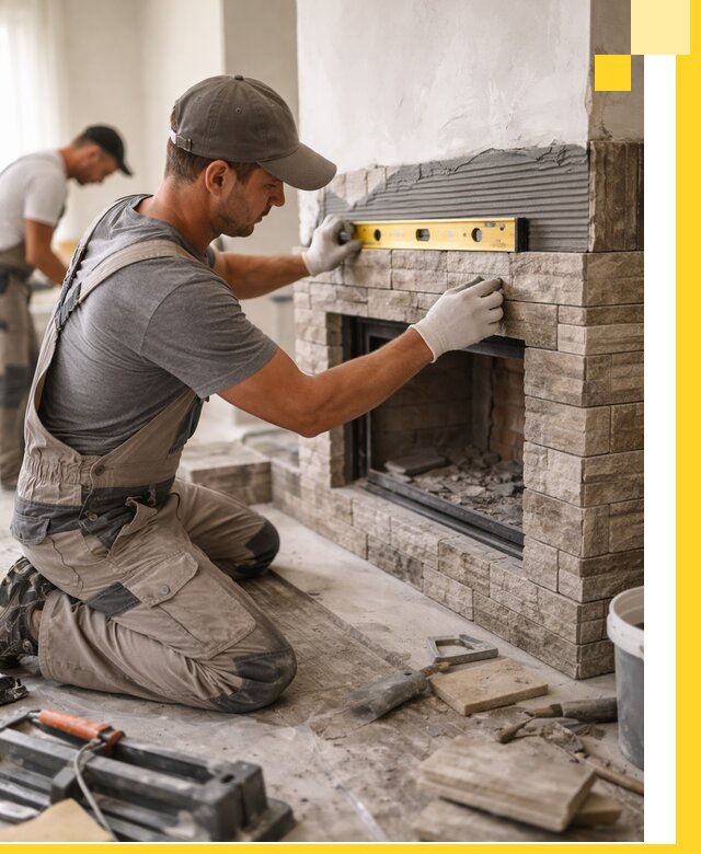 Облицовка каминов в Похвистневе, монтаж и отделка натуральным камнем