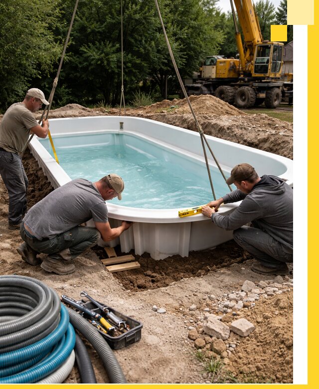 Установка и монтаж композитных бассейнов под ключ в Похвистневе