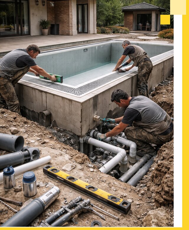 Строительство переливных бассейнов в Похвистневе под ключ