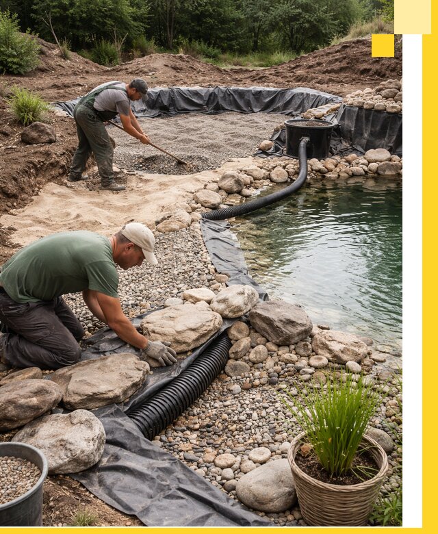 Строительство природных бассейнов и озер в Похвистневе под ключ