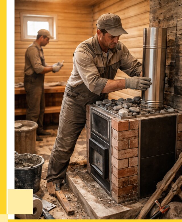 Монтаж печи в бане под ключ в Похвистневе от 20504 р. | ЭриданПхв