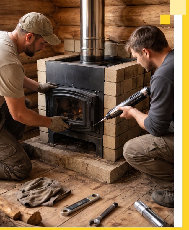 Монтаж и установка печи в бане под ключ с гарантией в Похвистневе