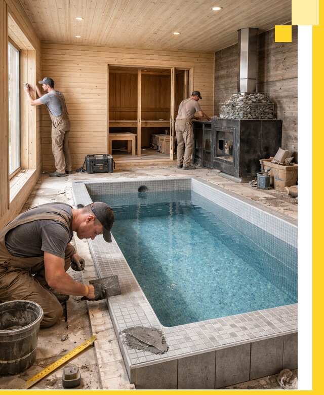 Проект бани с бассейном и сауной в Похвистневе под ключ