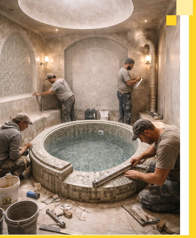 Профессиональное строительство хамама с бассейном в Похвистневе под ключ