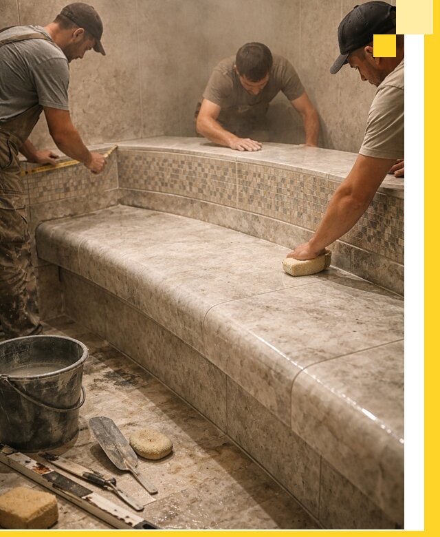 Изготовление и установка сидений для хамама в Похвистневе