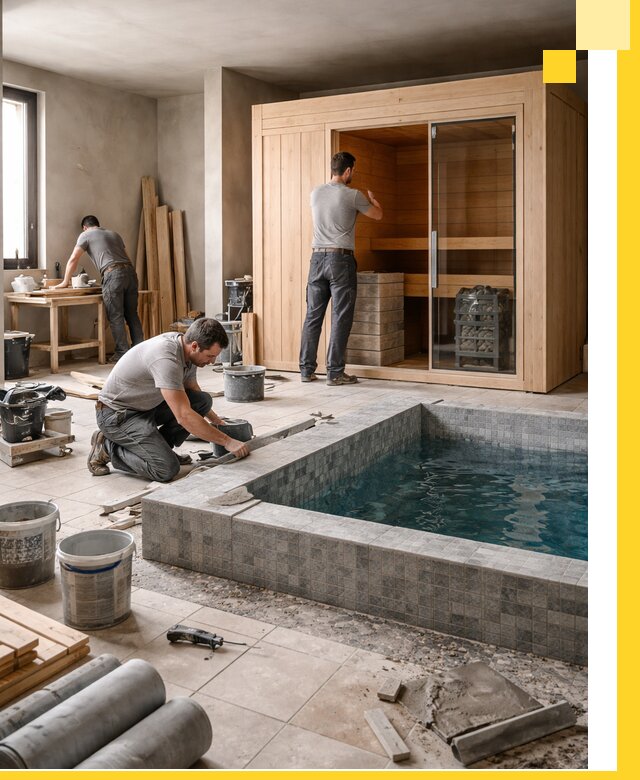 SPA зоны под ключ с бассейном сауной и печью в Похвистневе